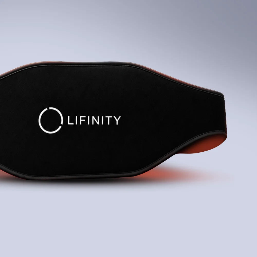 Black strap with 'Lifinity' logo on a gray background